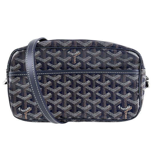 GOYARD ゴヤール ショルダーバッグ ヘリンボーン カップヴェール PM コーティングキャンバス レザー ネイビー 紺 シルバー金具 レディース【中古品】