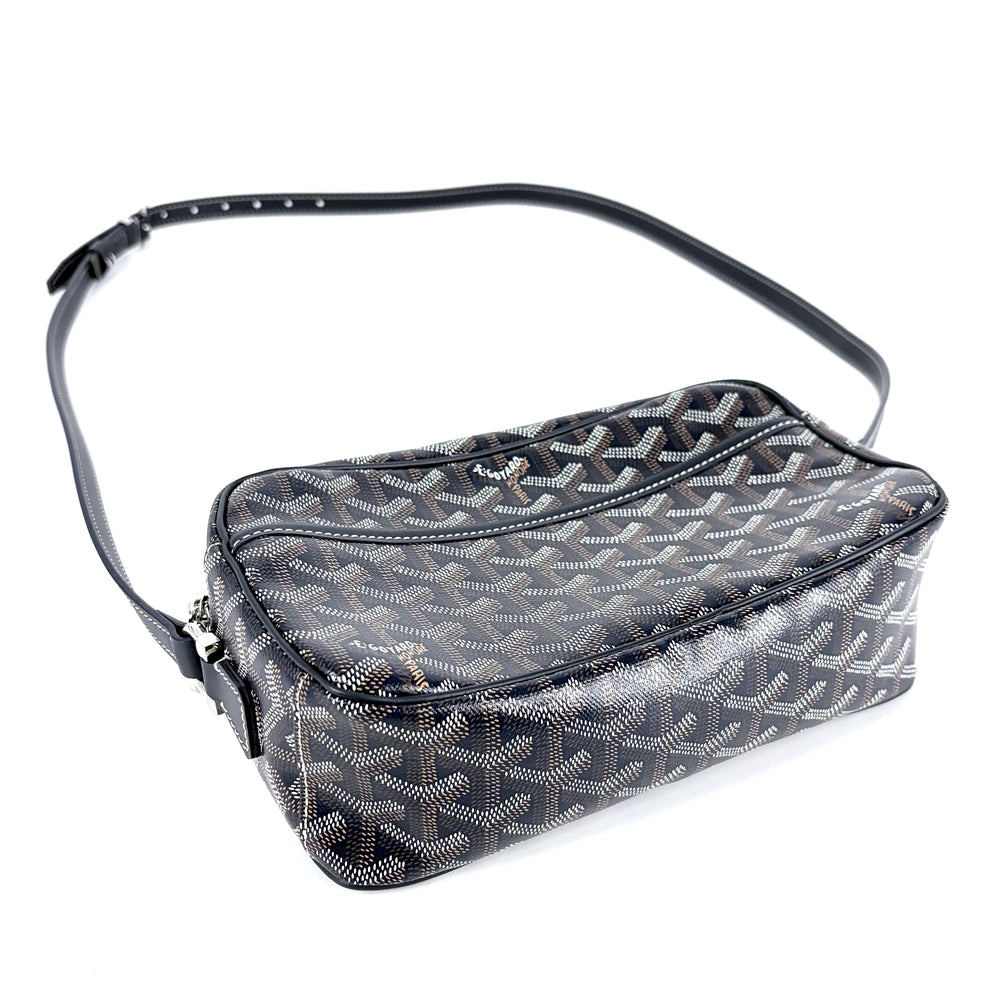 GOYARD ゴヤール ショルダーバッグ ヘリンボーン カップヴェール PM コーティングキャンバス レザー ネイビー 紺 シルバー金具 レディース【中古品】