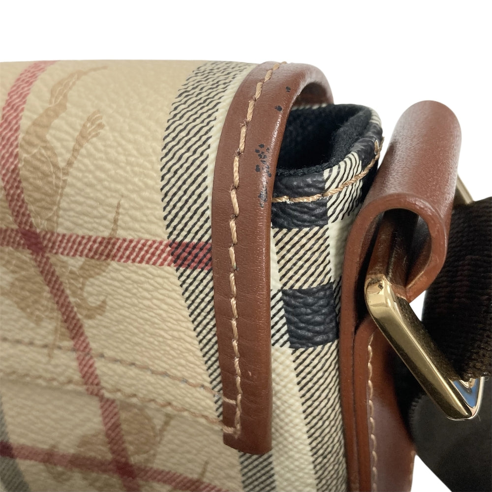 BURBERRY バーバリー ショルダーバッグ ノバチェック PVCコーティングキャンバス レザー ベージュ ゴールド金具 ユニセックス【中古品】