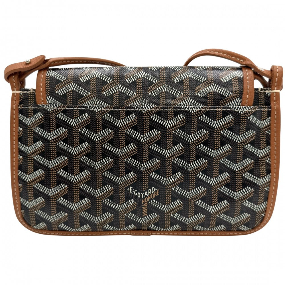 GOYARD ゴヤール ショルダーバッグ プリュメ ポーチウォレット PLUMET コーティングキャンバス レザー ブラック 黒 ブラウン 茶 シルバー金具 レディース【中古品】
