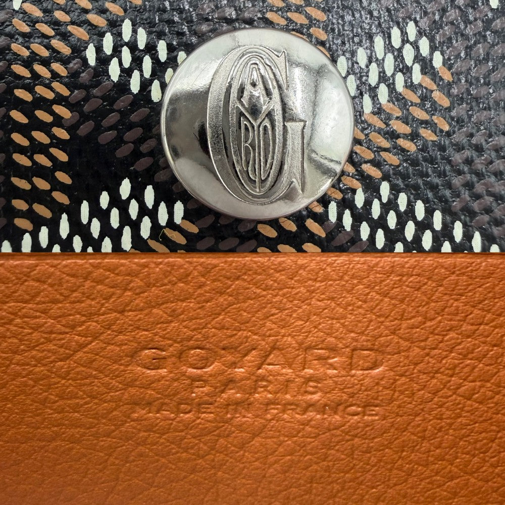 GOYARD ゴヤール ショルダーバッグ プリュメ ポーチウォレット PLUMET コーティングキャンバス レザー ブラック 黒 ブラウン 茶 シルバー金具 レディース【中古品】