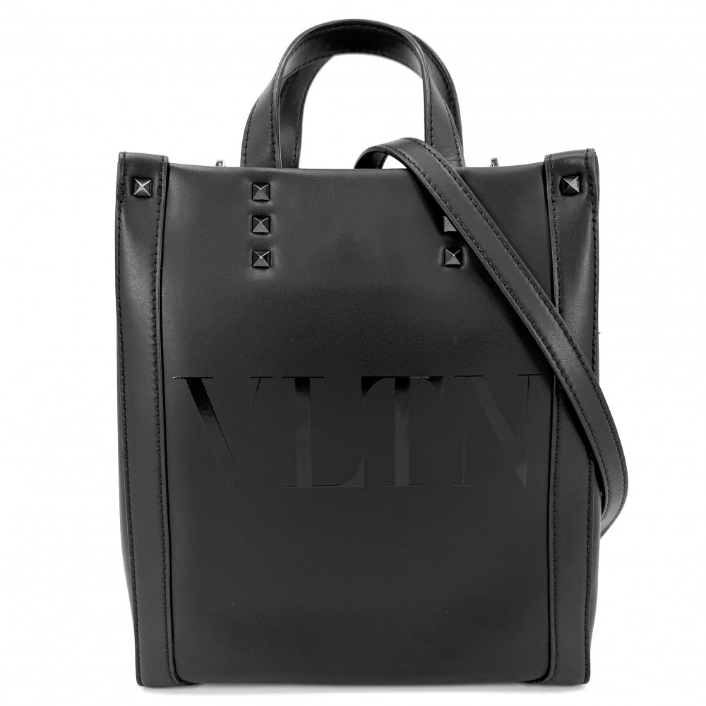Valentino Garavani ヴァレンティノ・ガラヴァーニ 2WAY スタッズ VLTNミニトートバッグ ハンドバッグ ショルダーバッグ レザー ブラック 黒 ブラック金具 レディース【中古品】