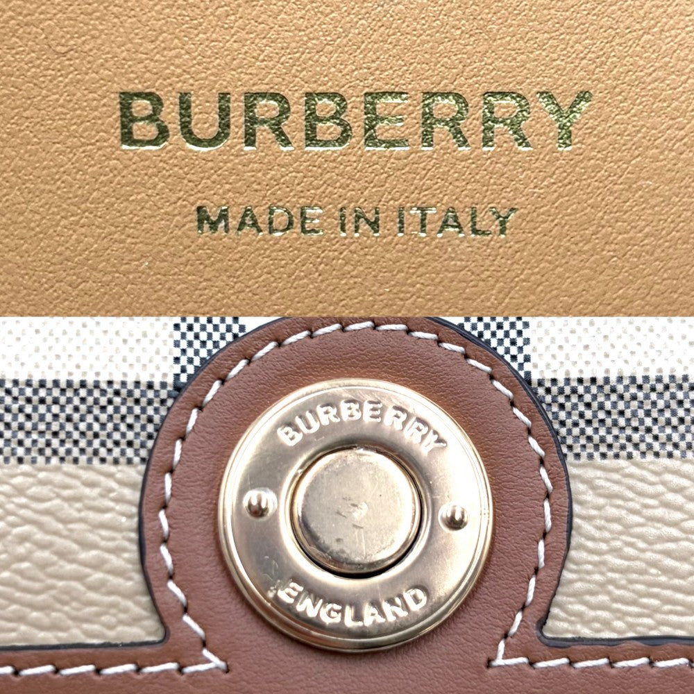 BURBERRY バーバリー ショルダーバッグ ヴィンテージチェック 8066226 PVCコーティングキャンバス ベージュ ゴールド金具 レディース【中古品】