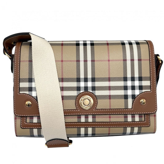 BURBERRY バーバリー ショルダーバッグ ヴィンテージチェック 8066226 PVCコーティングキャンバス ベージュ ゴールド金具 レディース【中古品】