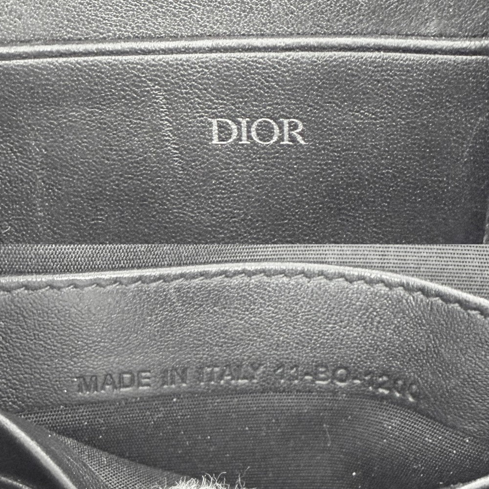 Christian Dior クリスチャンディオール ショルダーバッグ オブリーク ストラップポーチ ミニバッグ メッセンジャーバッグ 2OBBC119YSE_H05E キャンバス レザー ネイビー 紺 ブラック 黒 シルバー金具 メンズ【中古品】