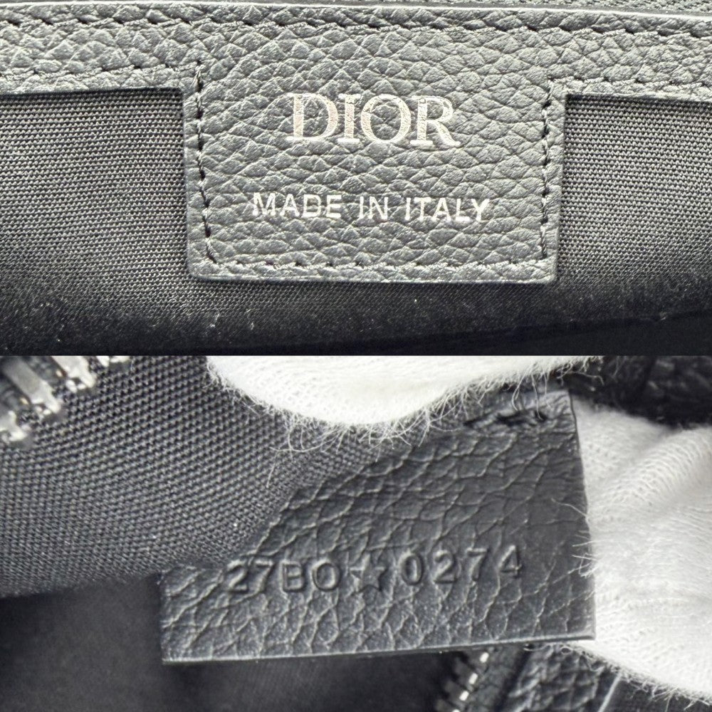 Christian Dior クリスチャンディオール 2WAY オブリーク ウィークエンダー25 ハンドバッグ ショルダーバッグ キャンバス レザー ネイビー 紺 ゴールド金具 レディース【中古品】