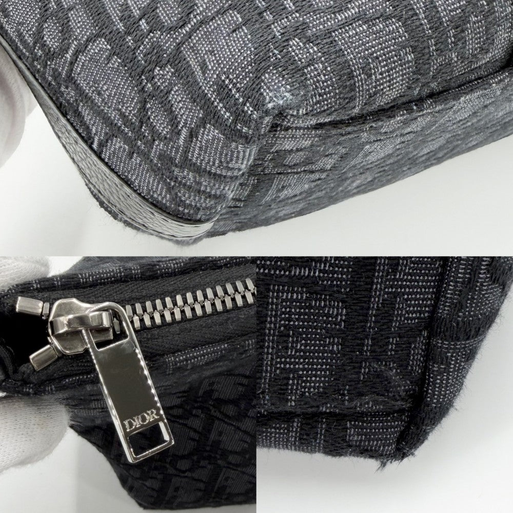 Christian Dior クリスチャンディオール 2WAY オブリーク ウィークエンダー25 ハンドバッグ ショルダーバッグ キャンバス レザー ネイビー 紺 ゴールド金具 レディース【中古品】