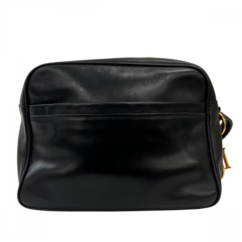 Christian Dior クリスチャンディオール ショルダーバッグ ロゴチャーム レザー ブラック 黒 ゴールド金具 レディース【中古品】