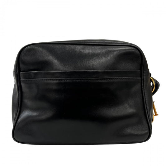 Christian Dior クリスチャンディオール ショルダーバッグ ロゴチャーム レザー ブラック 黒 ゴールド金具 レディース【中古品】