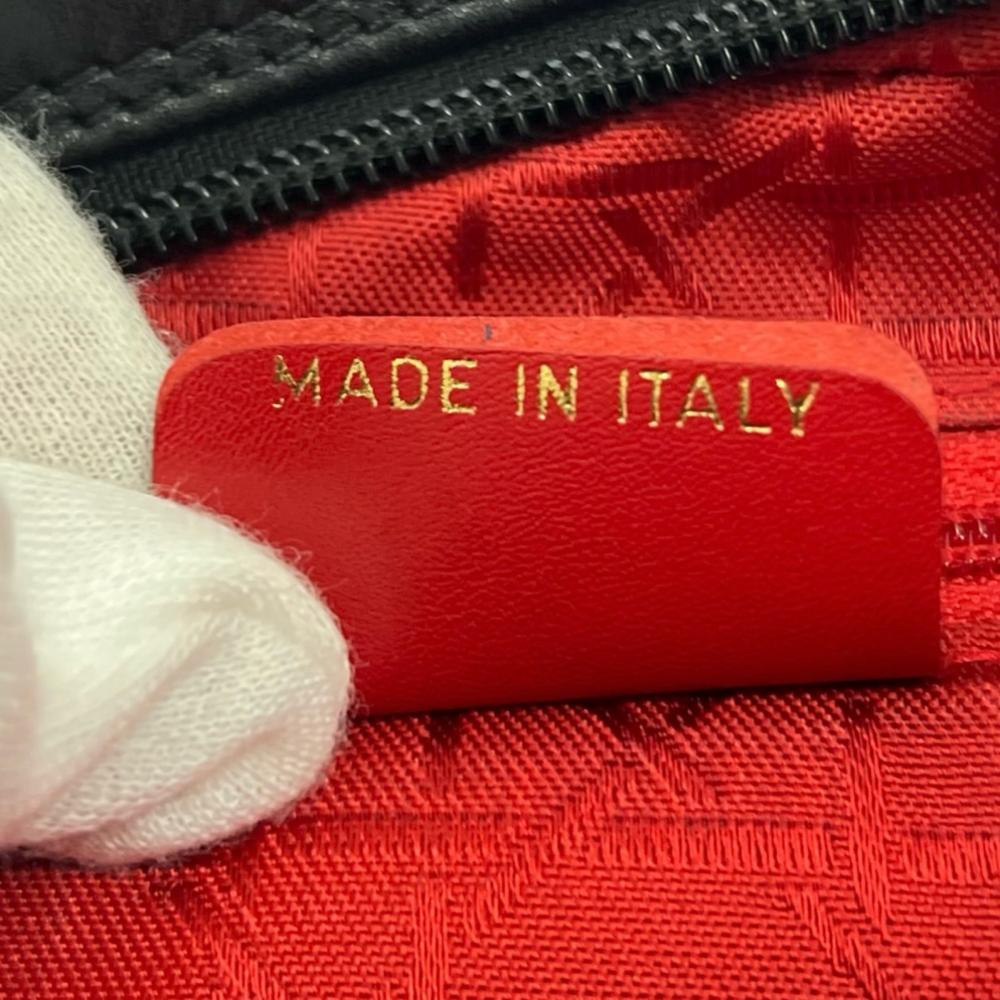 Christian Dior クリスチャンディオール ショルダーバッグ ロゴチャーム レザー ブラック 黒 ゴールド金具 レディース【中古品】
