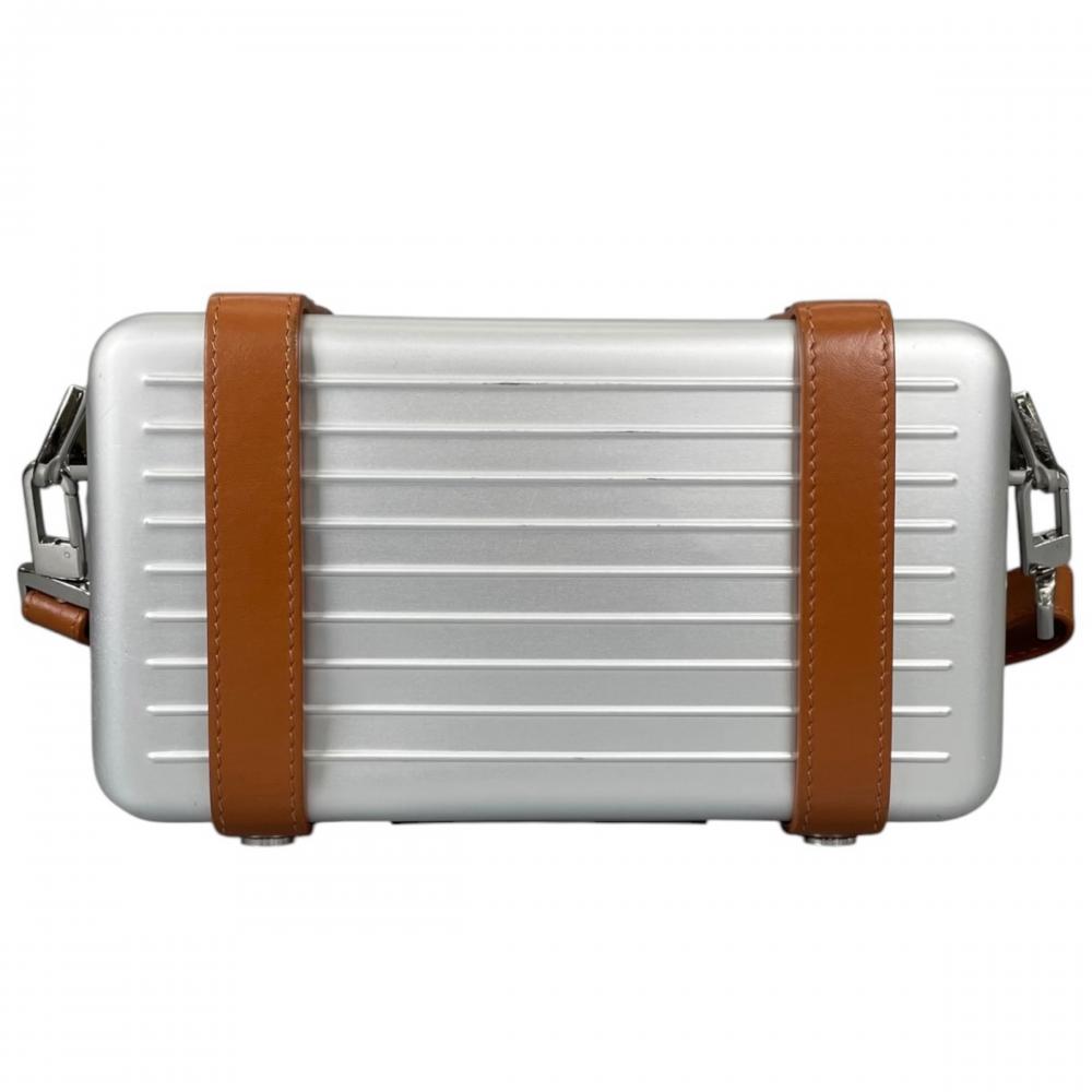 RIMOWA リモワ ショルダーバッグ パーソナル クロスボディバッグ 99011000 アルミ レザー シルバー ブラウン 茶 シルバー金具 レディース【中古品】