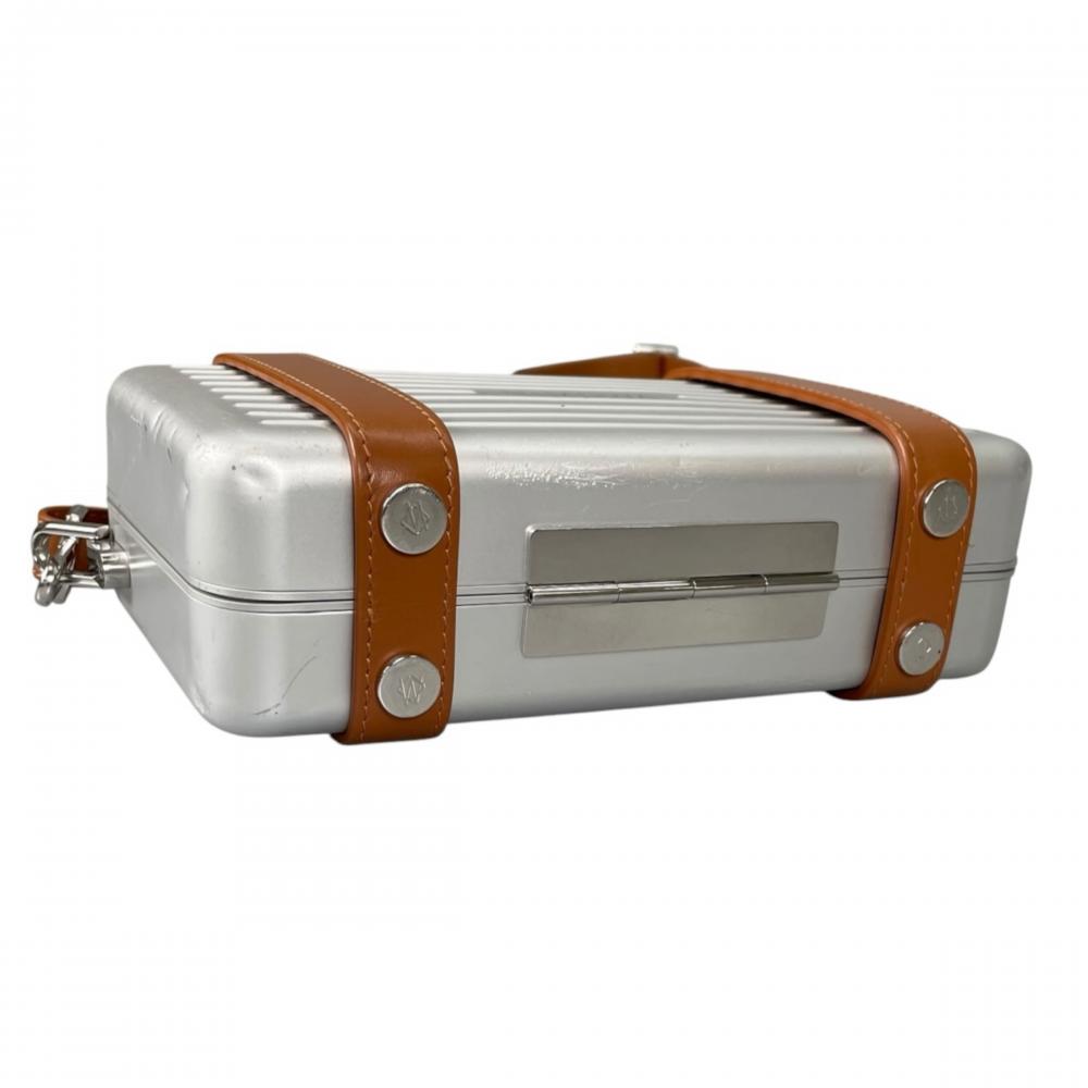 RIMOWA リモワ ショルダーバッグ パーソナル クロスボディバッグ 99011000 アルミ レザー シルバー ブラウン 茶 シルバー金具 レディース【中古品】