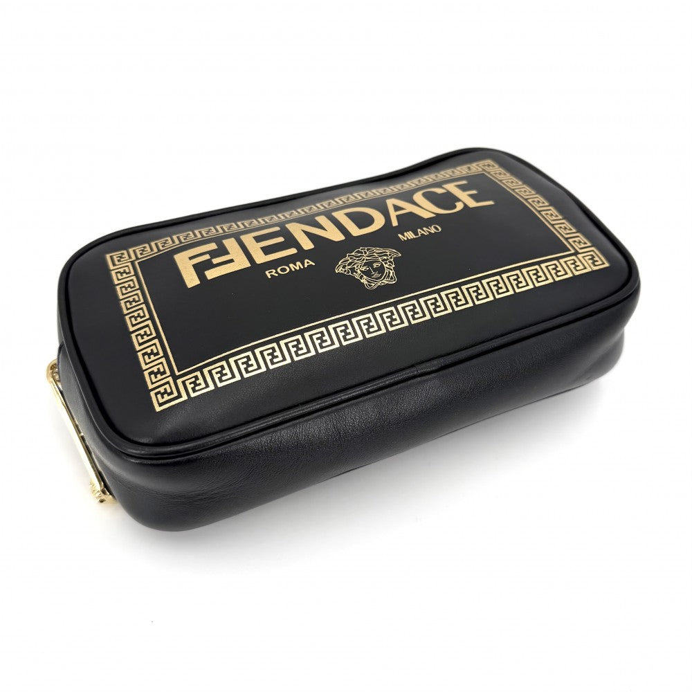 VERSACE ヴェルサーチ ショルダーバッグ FENDACE フェンダーチェ フェンディコラボ メデューサ 7M0258 レザー ブラック 黒 ゴールド ゴールド金具 レディース【中古品】