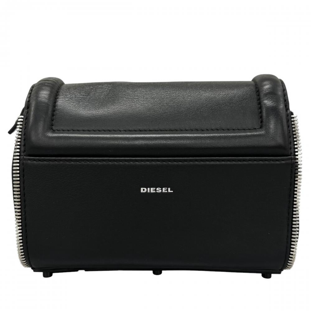 DIESEL ディーゼル ショルダーバッグ BIGロゴ クロスボディ X07746 レザー ブラック 黒 シルバー金具 レディース【中古品】