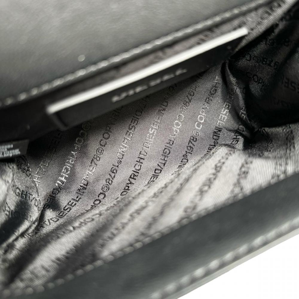 DIESEL ディーゼル ショルダーバッグ BIGロゴ クロスボディ X07746 レザー ブラック 黒 シルバー金具 レディース【中古品】