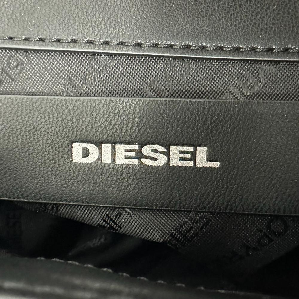 DIESEL ディーゼル ショルダーバッグ BIGロゴ クロスボディ X07746 レザー ブラック 黒 シルバー金具 レディース【中古品】