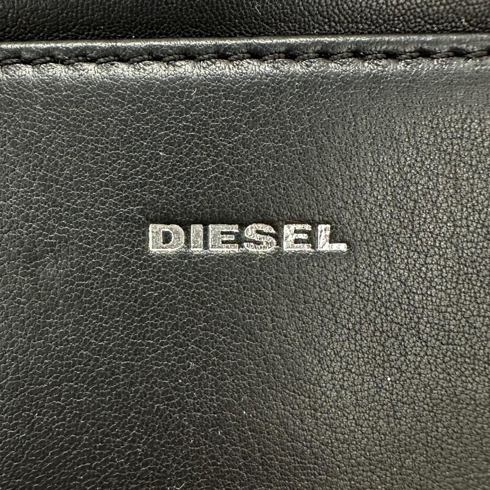DIESEL ディーゼル ショルダーバッグ BIGロゴ クロスボディ X07746 レザー ブラック 黒 シルバー金具 レディース【中古品】