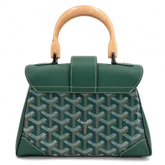 GOYARD ゴヤール 2WAY サイゴン ミニ ミニハンドバッグ ショルダーバッグ ヘリンボーン コーティングキャンバス レザー グリーン 緑 シルバー金具 レディース【中古品】