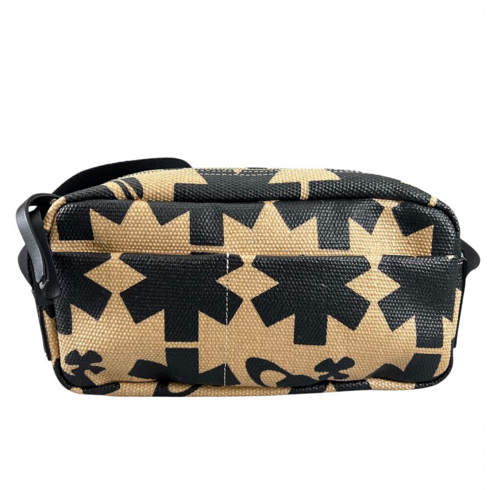 Vivienne Westwood ヴィヴィアンウエストウッド ショルダーバッグ オーブ柄 キャンバス ナイロン ベージュ ブラック 黒 シルバー金具 レディース【中古品】