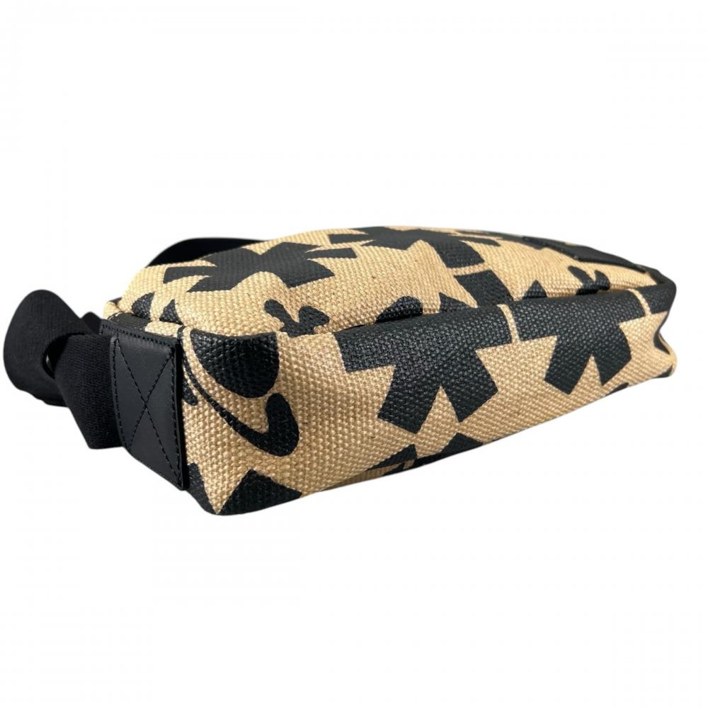 Vivienne Westwood ヴィヴィアンウエストウッド ショルダーバッグ オーブ柄 キャンバス ナイロン ベージュ ブラック 黒 シルバー金具 レディース【中古品】