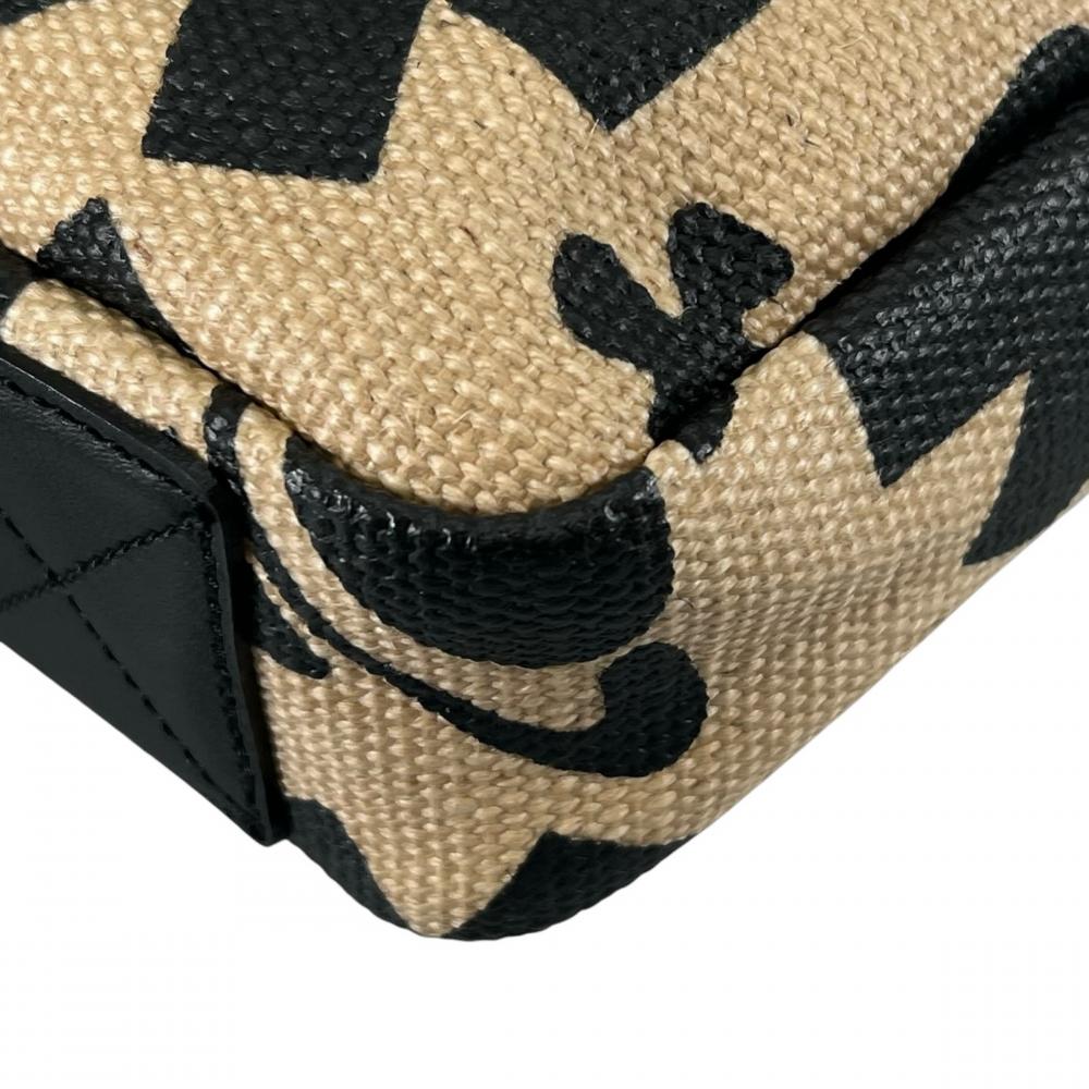 Vivienne Westwood ヴィヴィアンウエストウッド ショルダーバッグ オーブ柄 キャンバス ナイロン ベージュ ブラック 黒 シルバー金具 レディース【中古品】