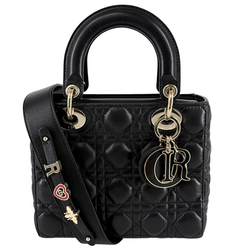 Dior ディオール 2WAY カナージュ レディディオール スモール ハンドバッグ ショルダーバッグ My ABCDior レザー ブラック 黒 ブラック金具 レディース【中古品】