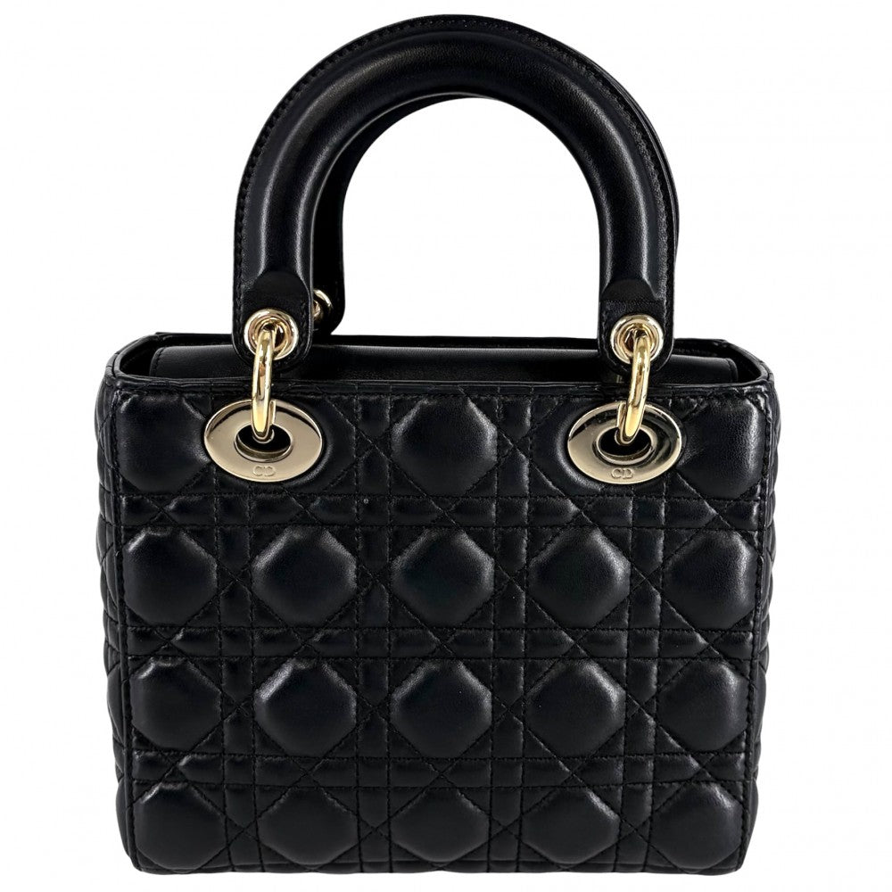 Dior ディオール 2WAY カナージュ レディディオール スモール ハンドバッグ ショルダーバッグ My ABCDior レザー ブラック 黒 ブラック金具 レディース【中古品】