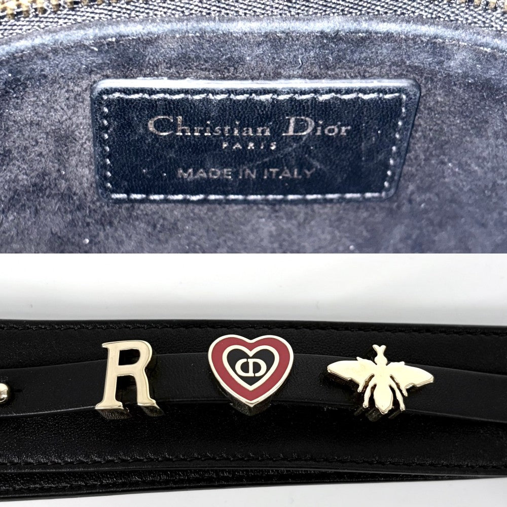 Dior ディオール 2WAY カナージュ レディディオール スモール ハンドバッグ ショルダーバッグ My ABCDior レザー ブラック 黒 ブラック金具 レディース【中古品】