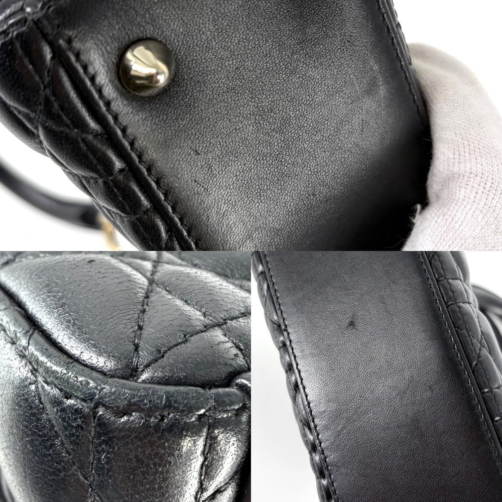 Dior ディオール 2WAY カナージュ レディディオール スモール ハンドバッグ ショルダーバッグ My ABCDior レザー ブラック 黒 ブラック金具 レディース【中古品】