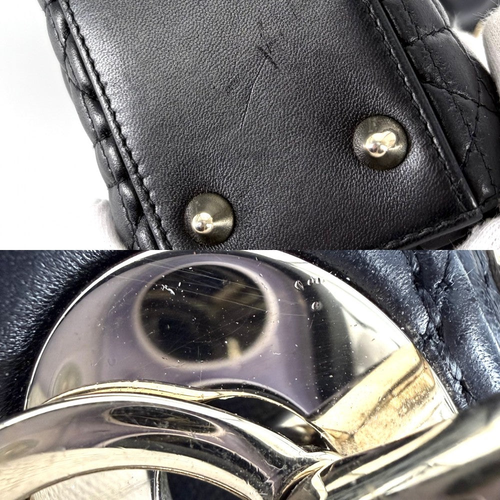 Dior ディオール 2WAY カナージュ レディディオール スモール ハンドバッグ ショルダーバッグ My ABCDior レザー ブラック 黒 ブラック金具 レディース【中古品】