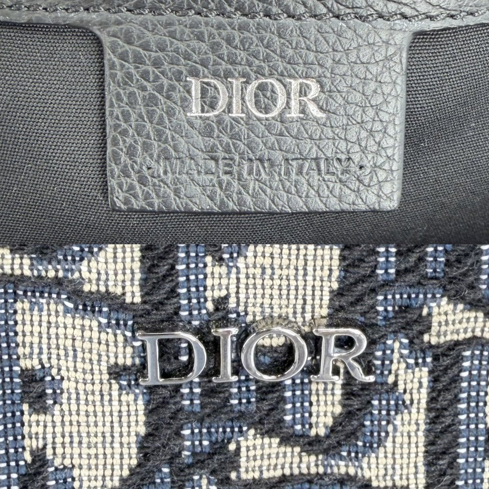 DIOR HOMME ディオール・オム ショルダーバッグ ミニ スリングバッグ ライダー クロスボディバッグ ネイビー 紺 ブラック 黒 シルバー金具 メンズ【中古品】