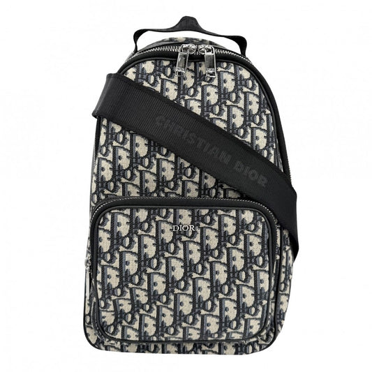 DIOR HOMME ディオール・オム ショルダーバッグ ミニ スリングバッグ ライダー クロスボディバッグ ネイビー 紺 ブラック 黒 シルバー金具 メンズ【中古品】