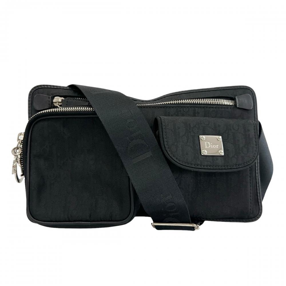 PRADA プラダ ボディバッグ トロッター ストロークシック ウエストポーチ MC0018 ナイロン ブラック 黒 シルバー金具 レディース【中古品】