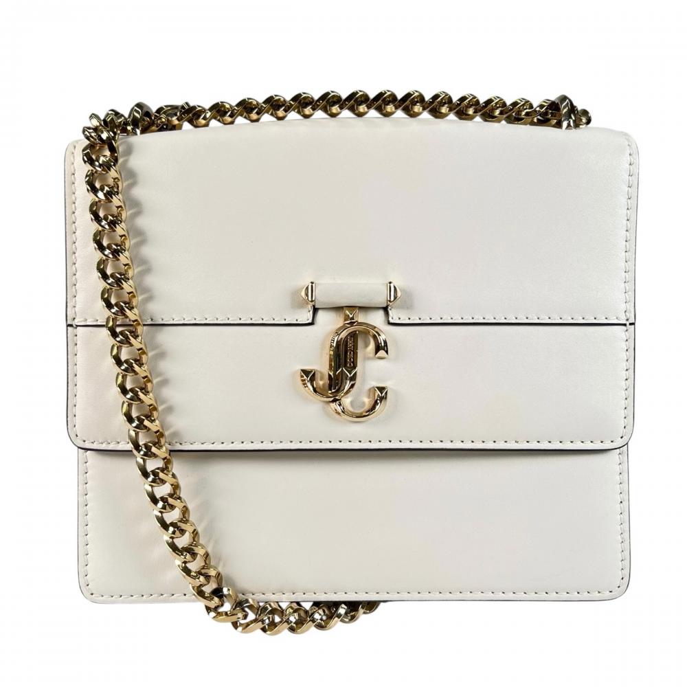 JIMMY CHOO ジミーチュウ ショルダーバッグ ヴァレンヌ チェーンショルダー レザー ホワイト 白 ゴールド金具 レディース【中古品】
