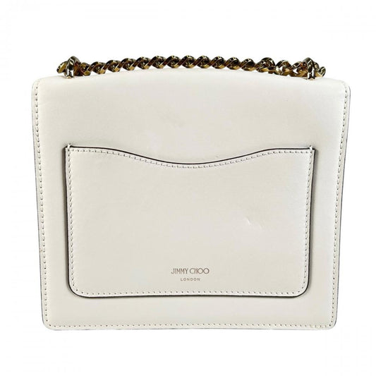 JIMMY CHOO ジミーチュウ ショルダーバッグ ヴァレンヌ チェーンショルダー レザー ホワイト 白 ゴールド金具 レディース【中古品】