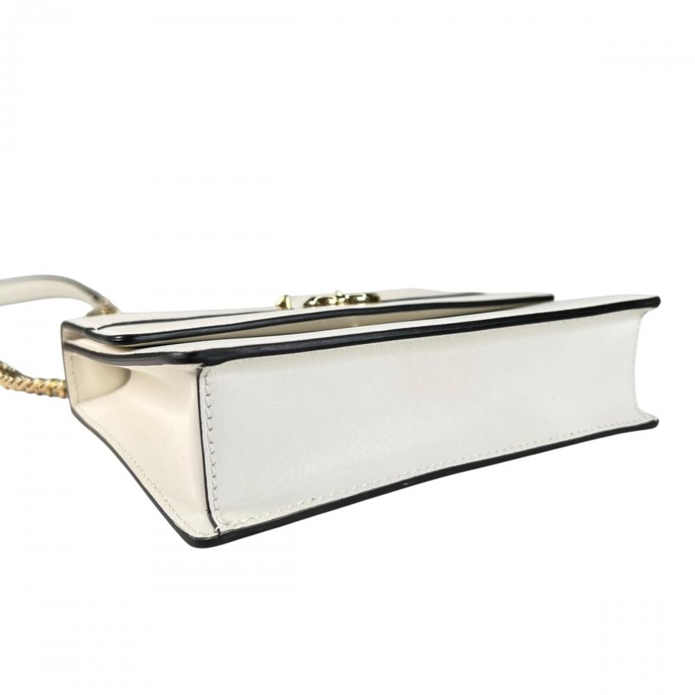 JIMMY CHOO ジミーチュウ ショルダーバッグ ヴァレンヌ チェーンショルダー レザー ホワイト 白 ゴールド金具 レディース【中古品】