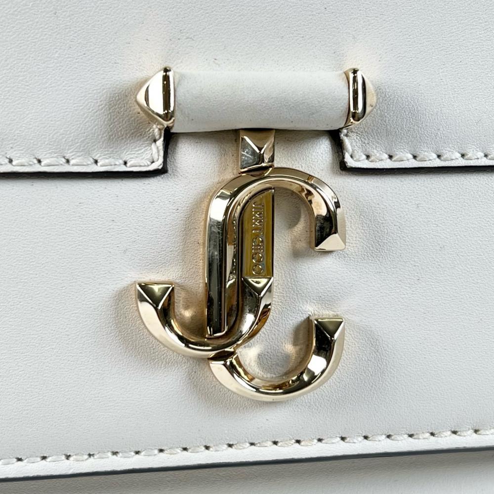 JIMMY CHOO ジミーチュウ ショルダーバッグ ヴァレンヌ チェーンショルダー レザー ホワイト 白 ゴールド金具 レディース【中古品】