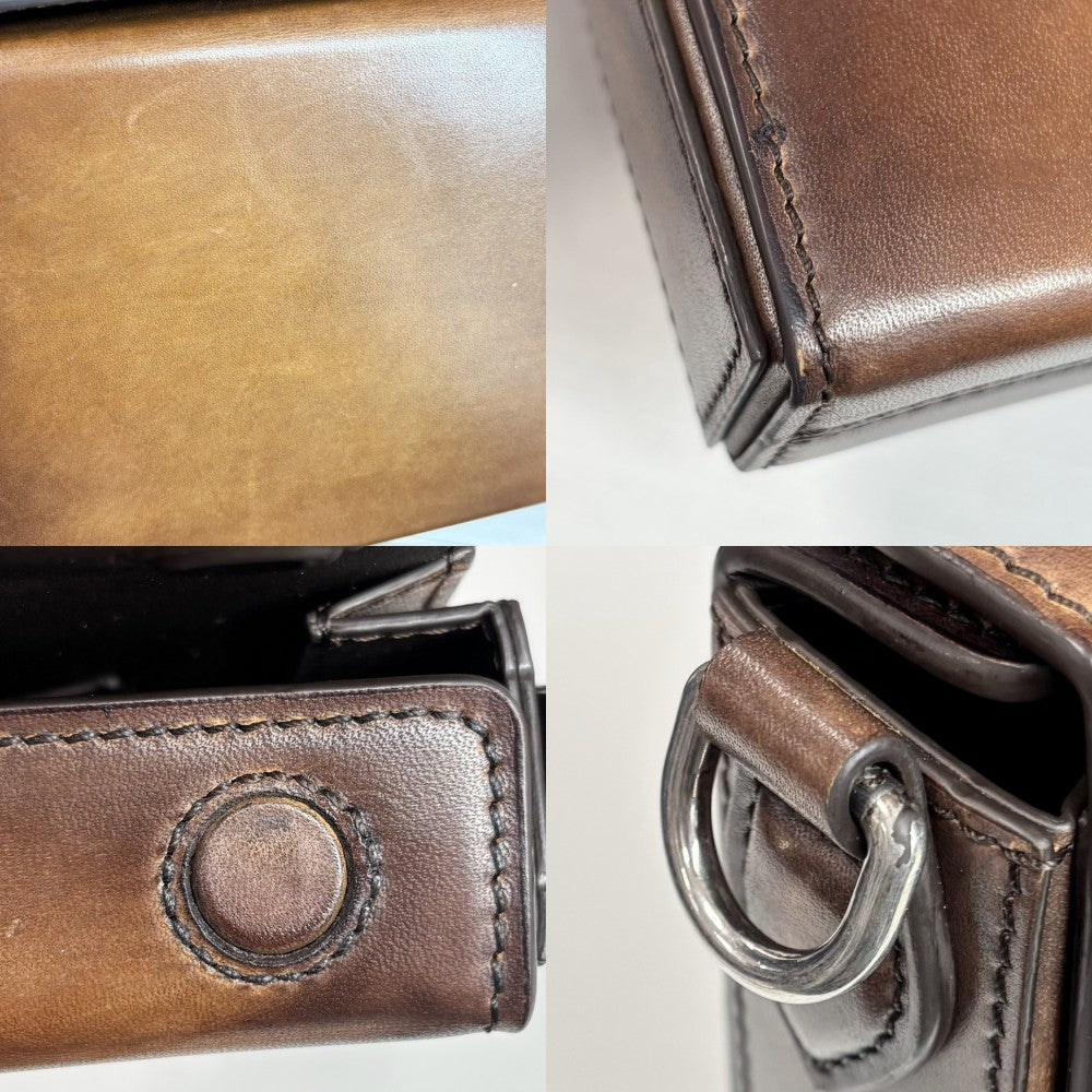 Berluti ベルルッティ ショルダーバッグ アンジュール・ドゥ・ポッシュ メッセンジャー ウルフ レザー ブラウン 茶 シルバー金具 メンズ【中古品】
