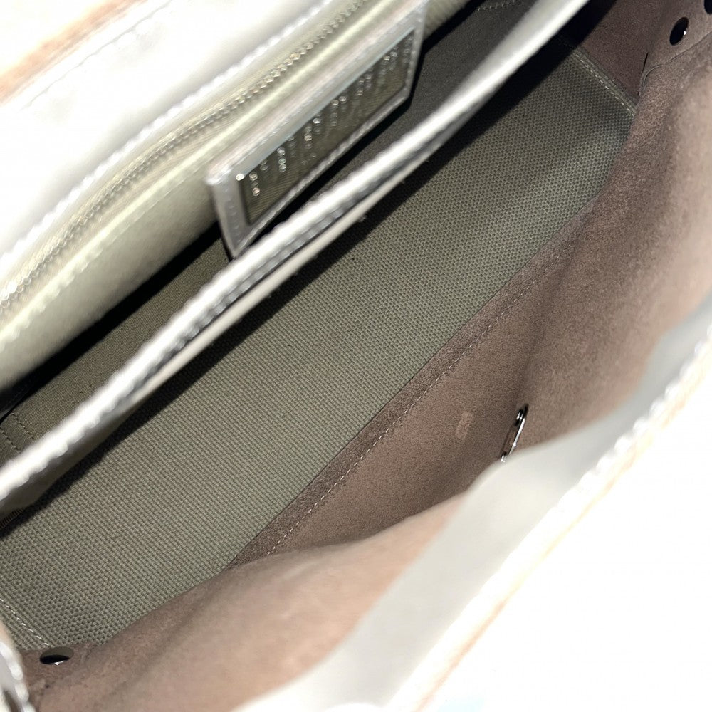 ZANELLATO ザネラート 2WAY ポスティーナ ミディアム ハンドバッグ ショルダーバッグ POSTINA 鞄 かばん 通勤 レザー グレージュ シルバー金具 レディース【中古品】