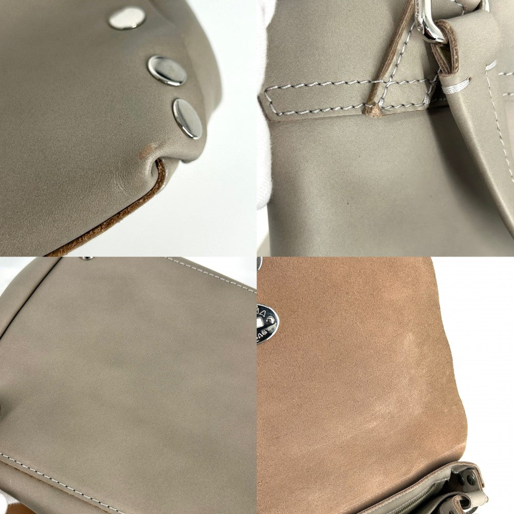 ZANELLATO ザネラート 2WAY ポスティーナ ミディアム ハンドバッグ ショルダーバッグ POSTINA 鞄 かばん 通勤 レザー グレージュ シルバー金具 レディース【中古品】