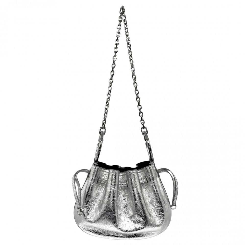 【開店SALE】 Givenchy ジバンシー ショルダーバッグ パンプキンミニ ハンドバッグ ラミネートレザー 2WAY ジバンシィ 鞄 かばん BB510FB26C ラムスキン シルバー シルバー金具 レディース【中古品】