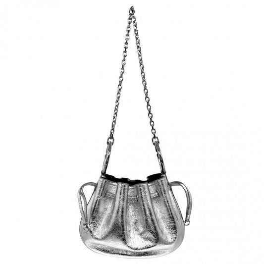 【開店SALE】 Givenchy ジバンシー ショルダーバッグ パンプキンミニ ハンドバッグ ラミネートレザー 2WAY ジバンシィ 鞄 かばん BB510FB26C ラムスキン シルバー シルバー金具 レディース【中古品】
