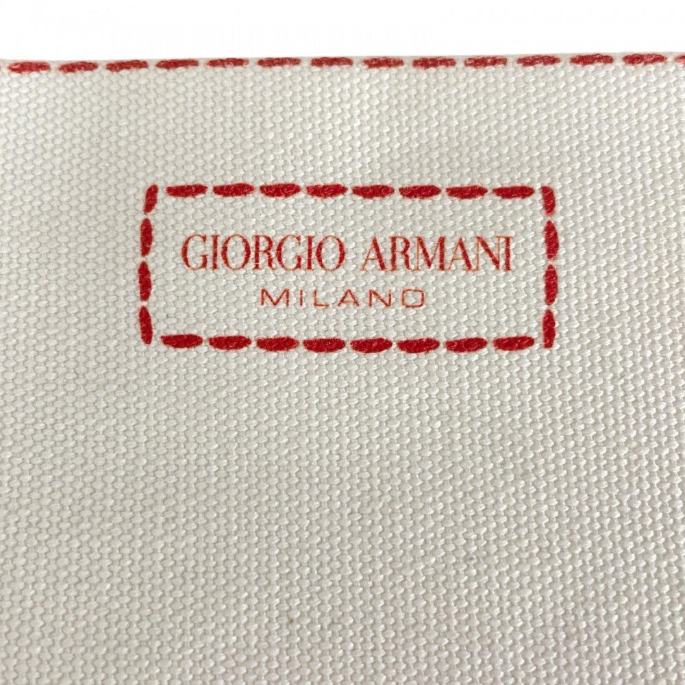 GIORGIO ARMANI ジョルジオアルマーニ ハンドバッグ ﾄﾛﾝﾌﾟﾙｲﾕ キャンバス ホワイト 白 レッド 赤 ゴールド金具 レディース【中古品】