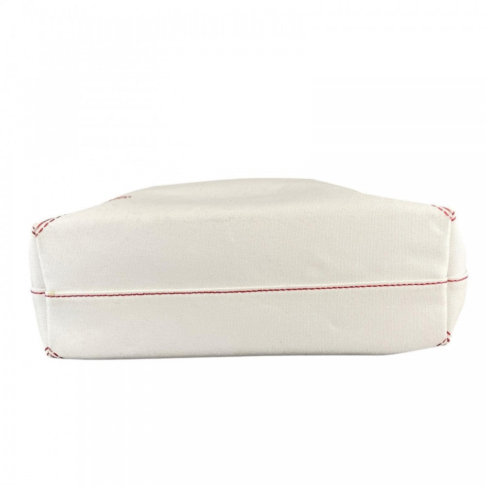 GIORGIO ARMANI ジョルジオアルマーニ ハンドバッグ ﾄﾛﾝﾌﾟﾙｲﾕ キャンバス ホワイト 白 レッド 赤 ゴールド金具 レディース【中古品】