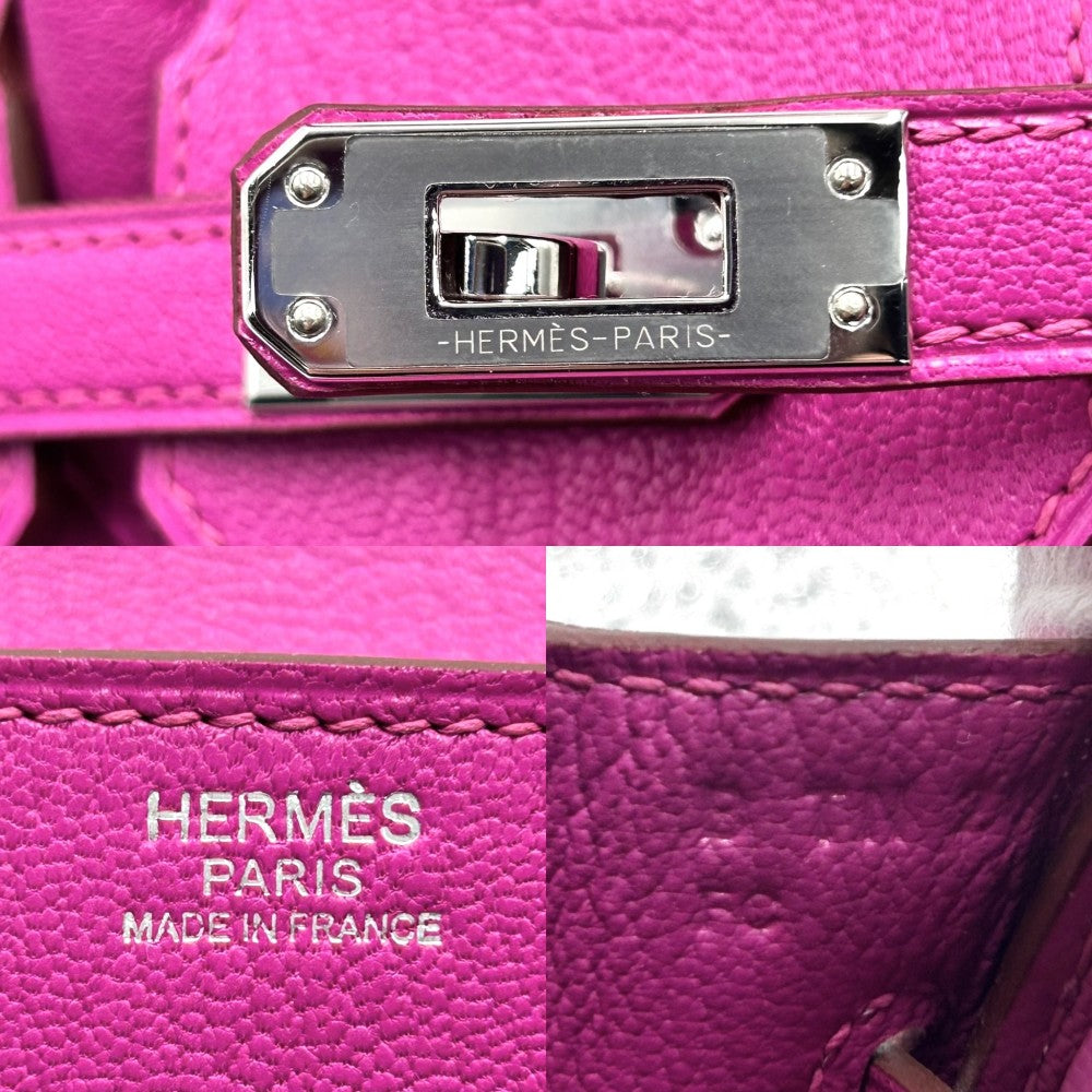【開店SALE】 HERMES エルメス ハンドバッグ バーキン25 内縫い 鞄 かばん B刻印 シェーブル パープル系 シルバー金具 レディース 2023年【中古品】