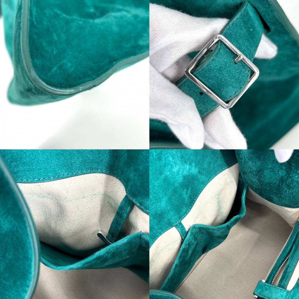 ハンドバッグ THE ROW ザロウ Soft Margaux 15 マルゴー15 トートバッグ スウェード グリーン 緑 シルバー金具 レディース【中古品】
