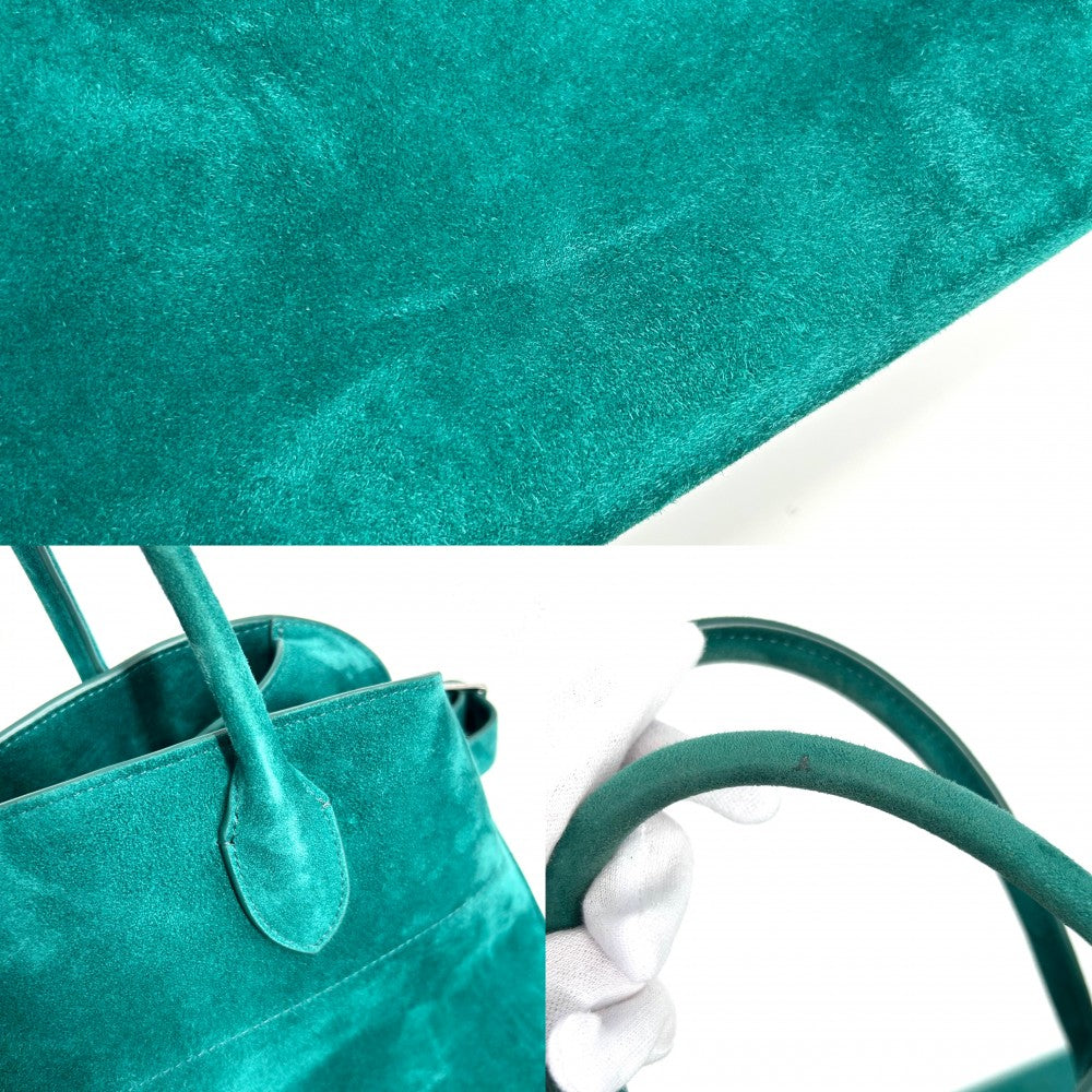 ハンドバッグ THE ROW ザロウ Soft Margaux 15 マルゴー15 トートバッグ スウェード グリーン 緑 シルバー金具 レディース【中古品】