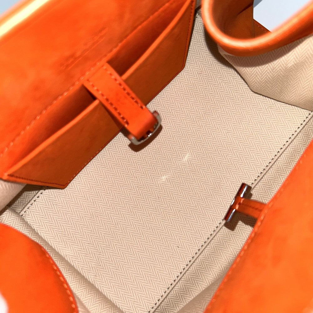 ハンドバッグ THE ROW ザロウ Soft Margaux 10 マルゴー10 鞄 かばん スウェード オレンジ シルバー金具 レディース【中古品】