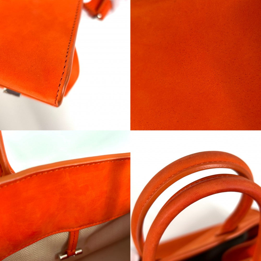 ハンドバッグ THE ROW ザロウ Soft Margaux 10 マルゴー10 鞄 かばん スウェード オレンジ シルバー金具 レディース【中古品】