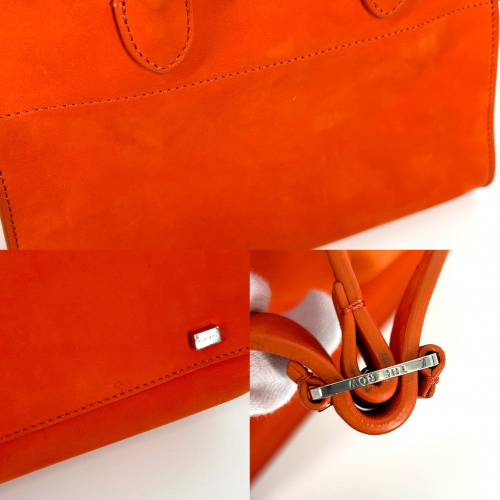 ハンドバッグ THE ROW ザロウ Soft Margaux 10 マルゴー10 鞄 かばん スウェード オレンジ シルバー金具 レディース【中古品】